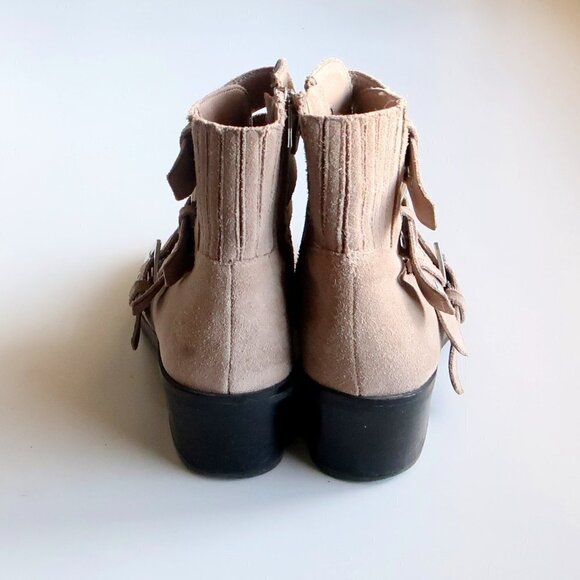 Dolce Vita Beige Suede Leather Almond Toe Block Heel Ankle Boots / Booties 7 - Picture 7 of 15